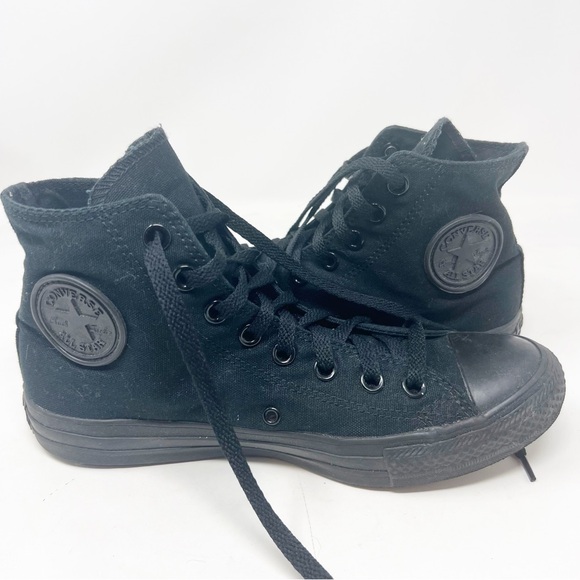 CONVERSE BLACK ALL STAR CHUCK TAYLOR HIGH TOP SNEAKERS MENS SZ7/WOMENS SZ 9 - Picture 1 of 9